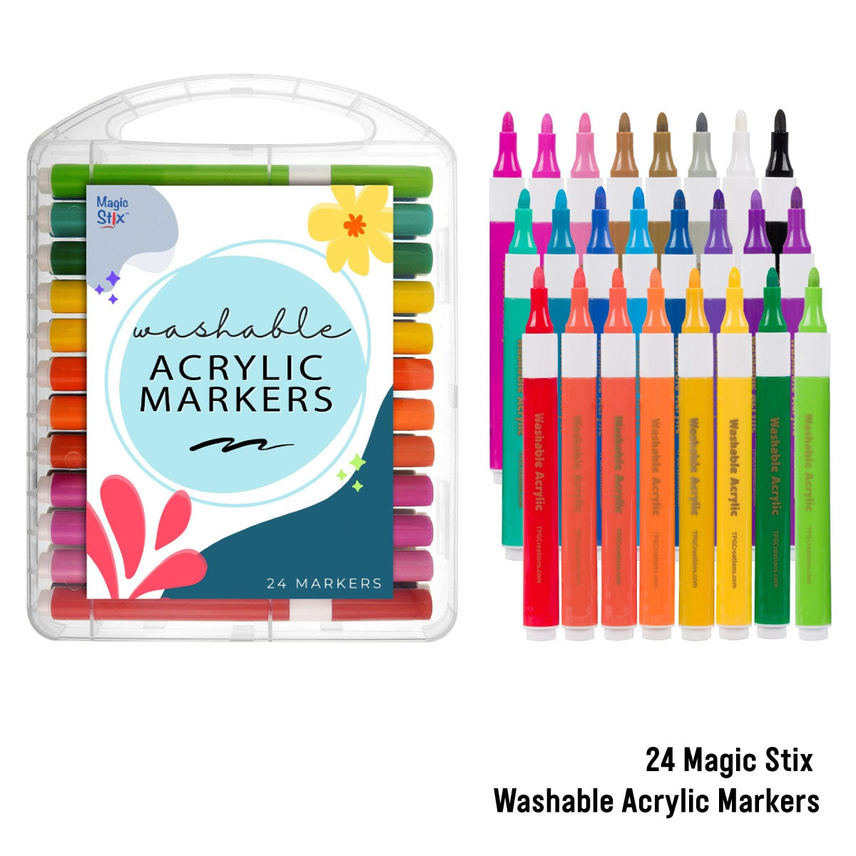 The Pencil Grip Co Magic Stix Washable Acrylic Markers Set of 24 Markers