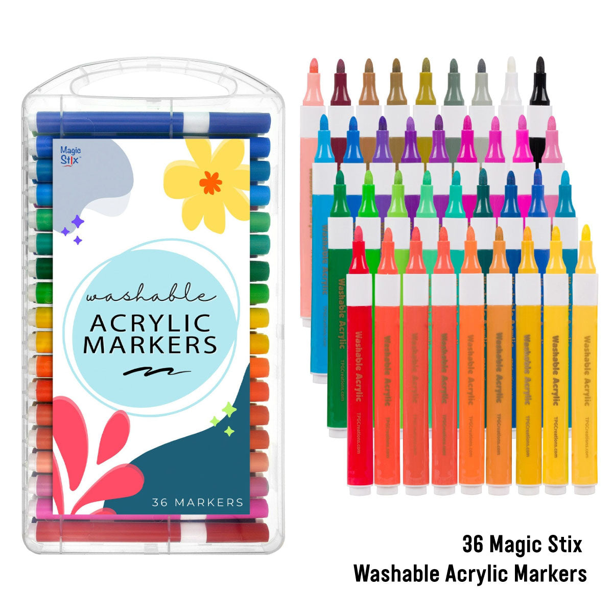 The Pencil Grip Co Magic Stix Washable Acrylic Markers Set of 36 Markers