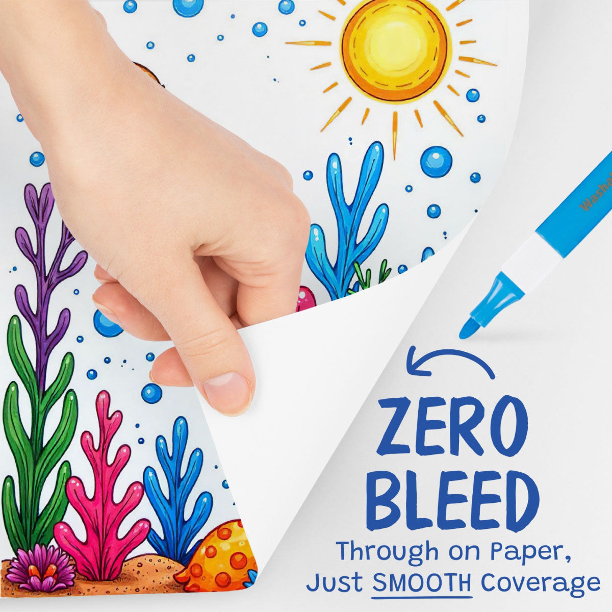 The Pencil Grip Co Magic Stix Washable Acrylic Markers have zero bleed through on paper