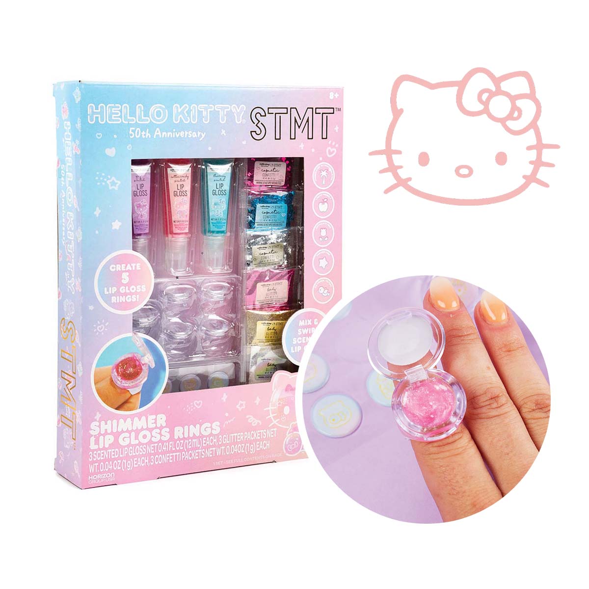 Hello Kitty 50th Anniversary STMT Shimmer Lip Gloss Rings Set