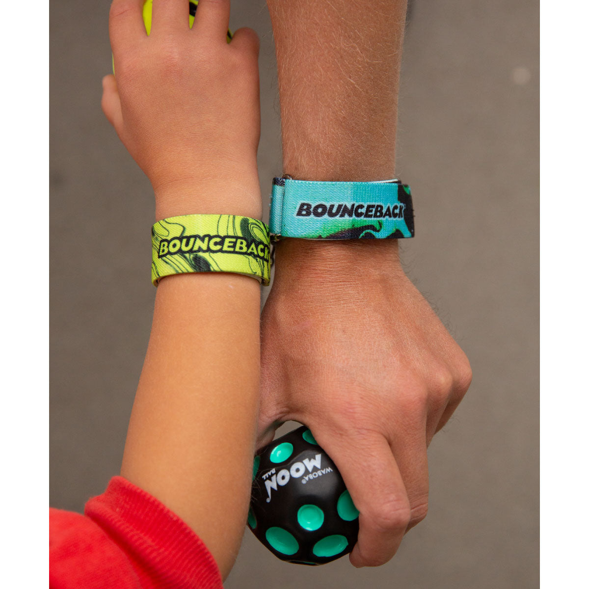 Waboba BounceBack Moon Ball 2.5” wrist bands fit are adjustable and can fit on a child's or an adult's wrist