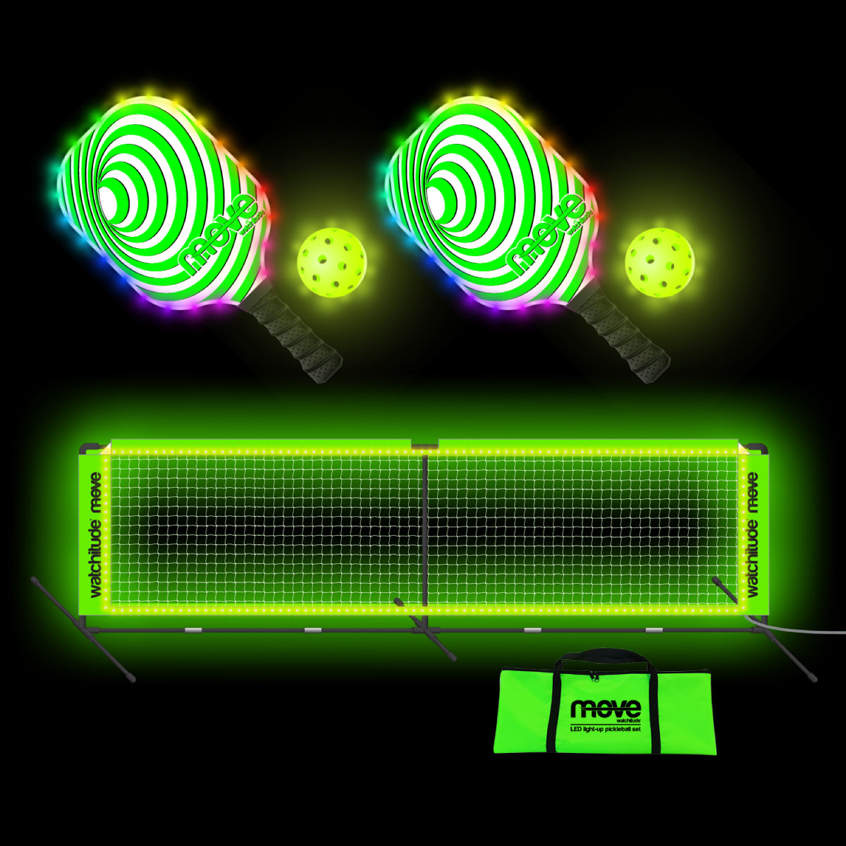 LED Light-Up Pickleball 10’ Net & Paddle Set