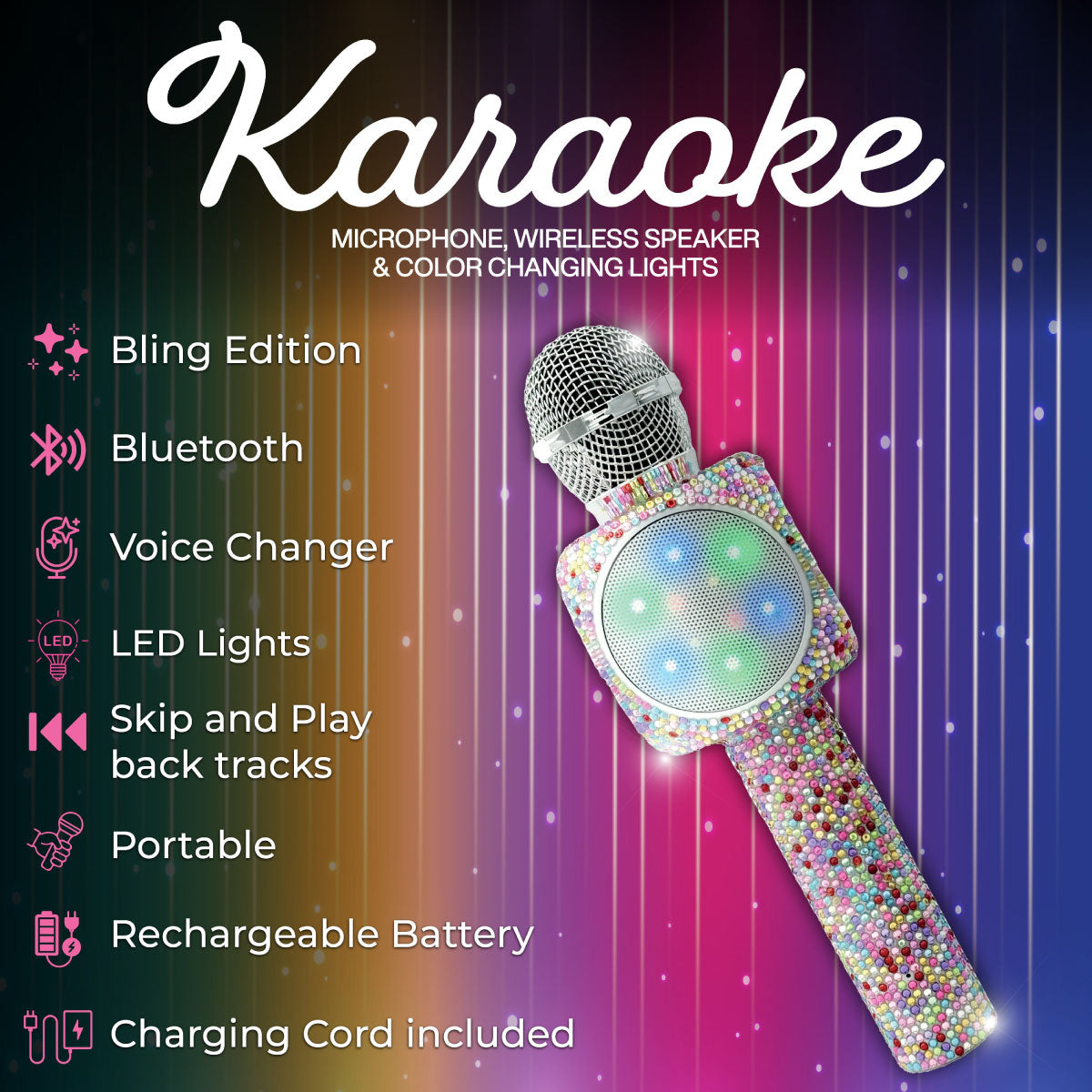Wireless Express Sing-Along-Bling Confetti Karaoke Microphone