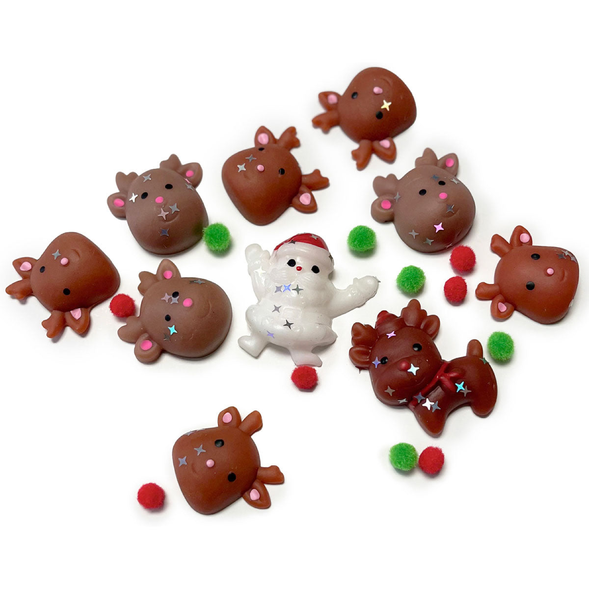 Taba-Zaba Squishy Christmas Santa with Reindeer 10 pc Fidgets