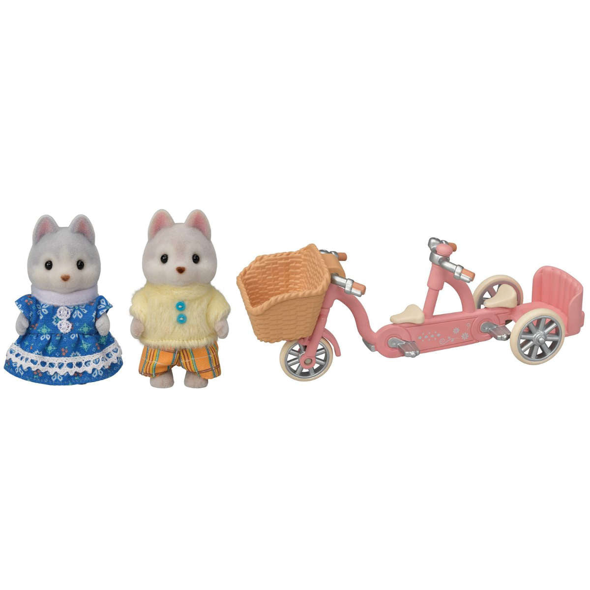 Calico Critters Tandem Cycling Set Husky Twins