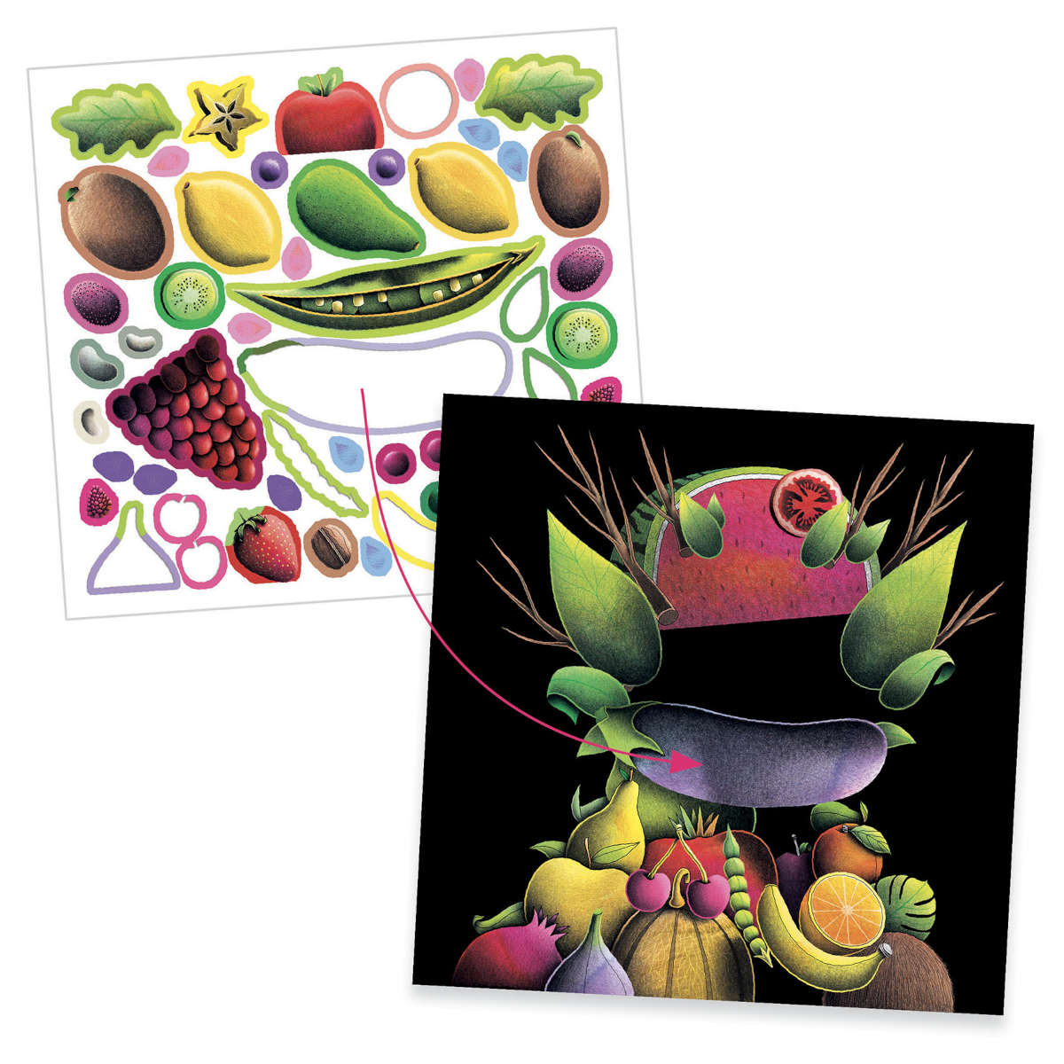 Djeco Spring Vegetables Sticker Collage Art Kit