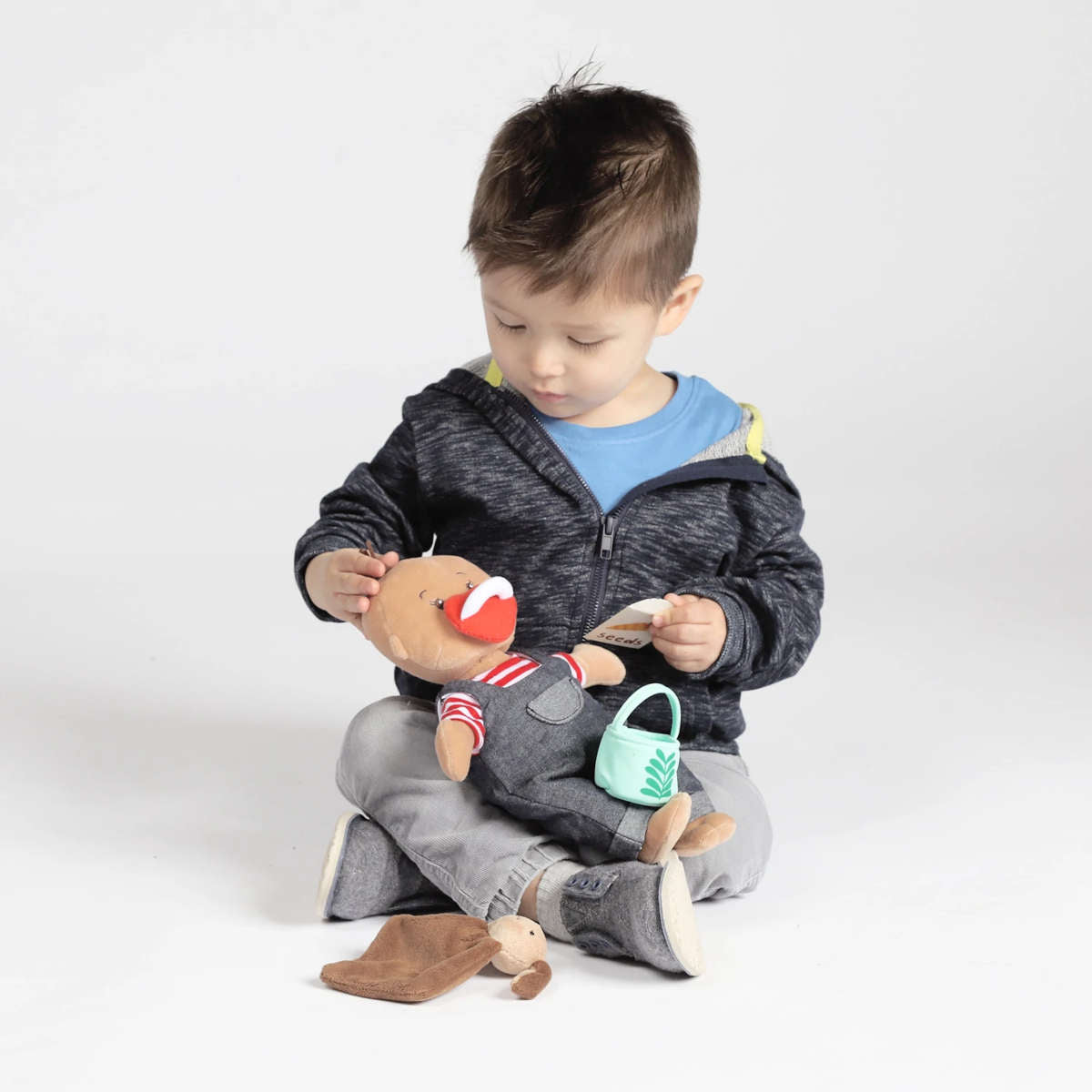 Manhattan Toy Company Wee Baby Stella Brown Doll Tiny Farmer Set