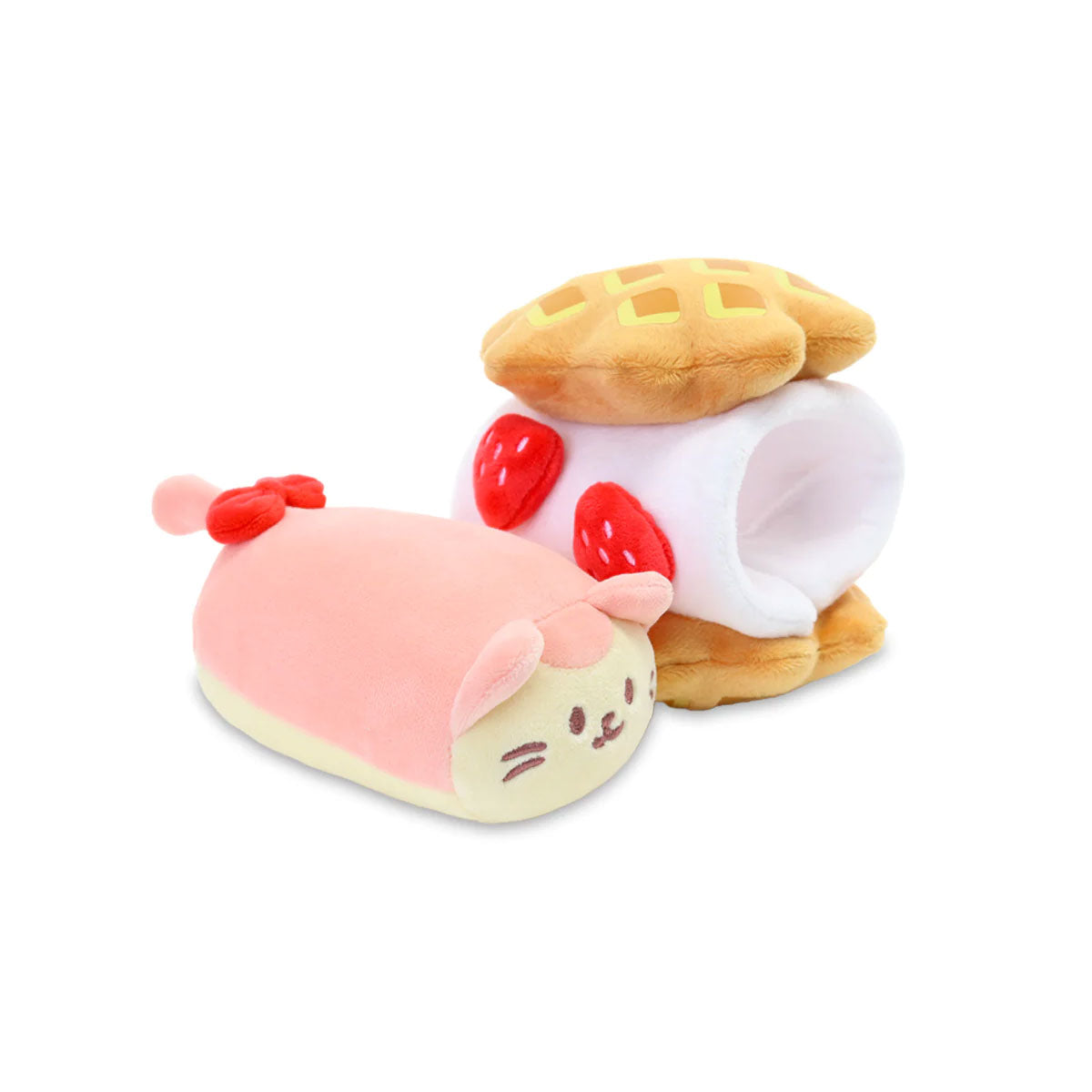Anirollz Small Baked Goods 6” Blanket Plush - Kittiroll in Strawberry Waffles