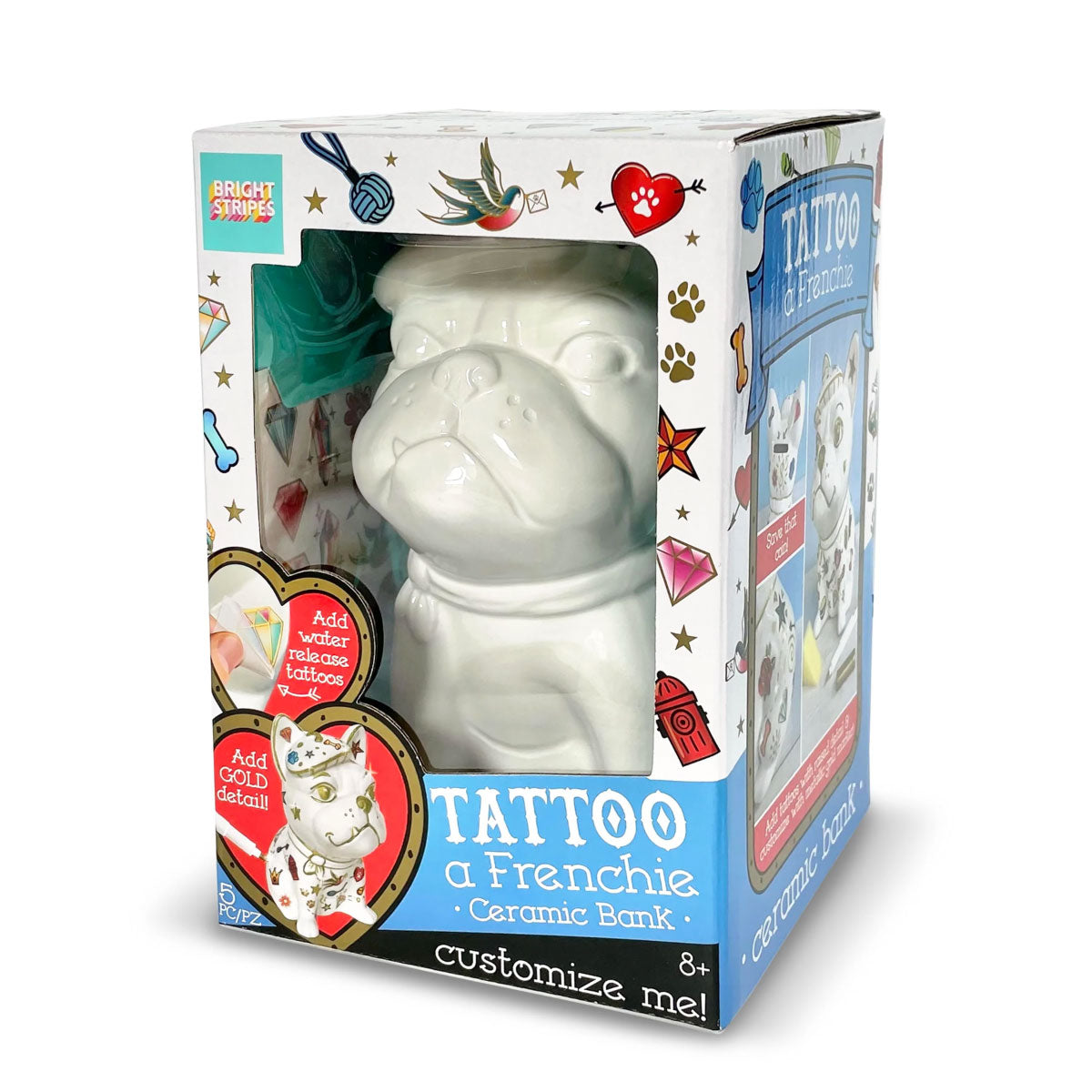 Bright Stripes Tattoo a Ceramic Bank Kit - Frenchie Dog