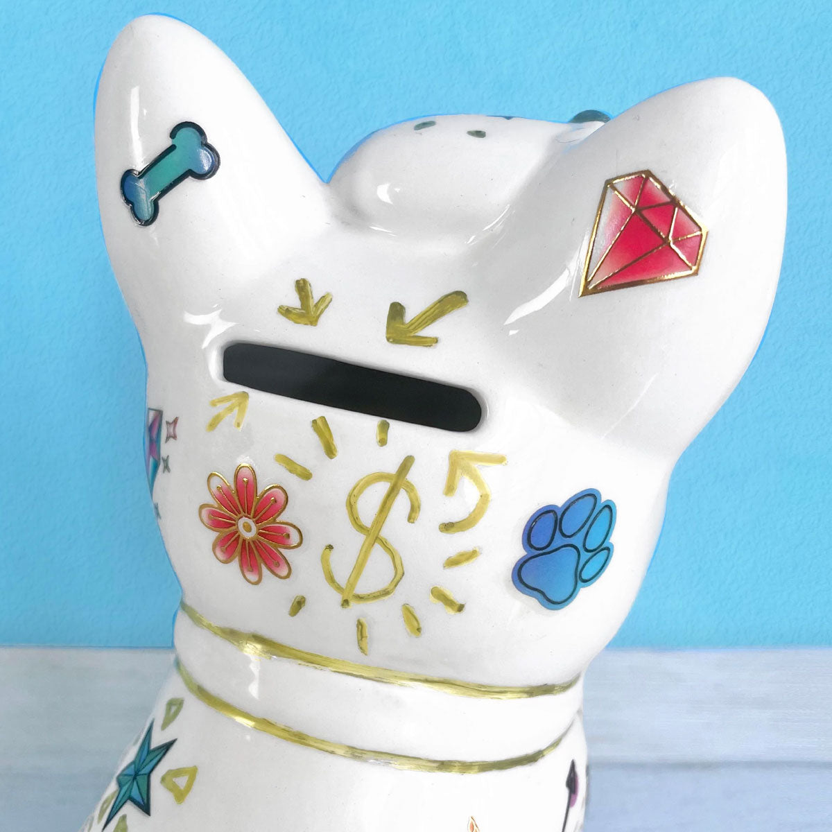 Bright Stripes Tattoo a Ceramic Bank Kit - Frenchie Dog