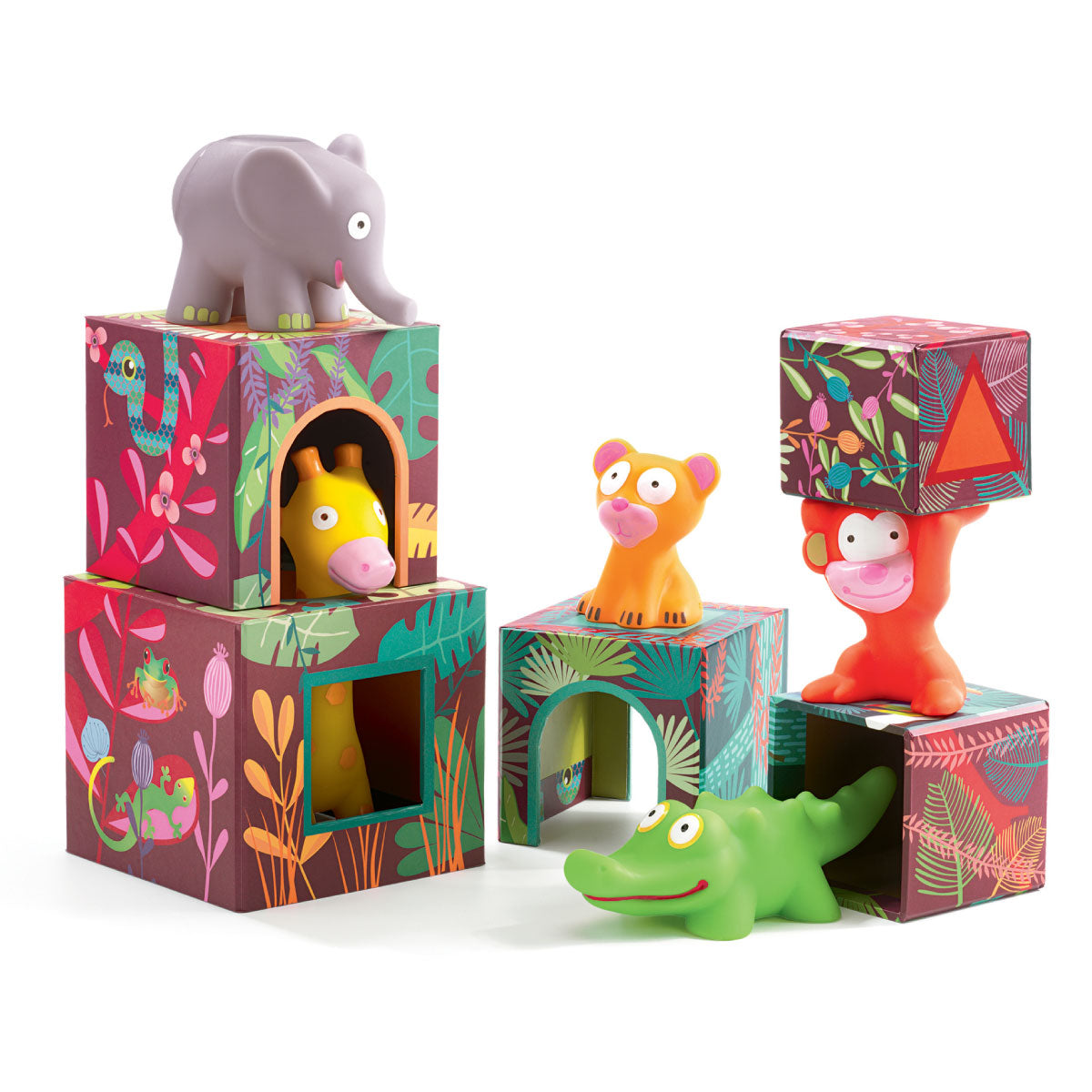 Maxi Topanijungle Safari Animals & Blocks from Djeco