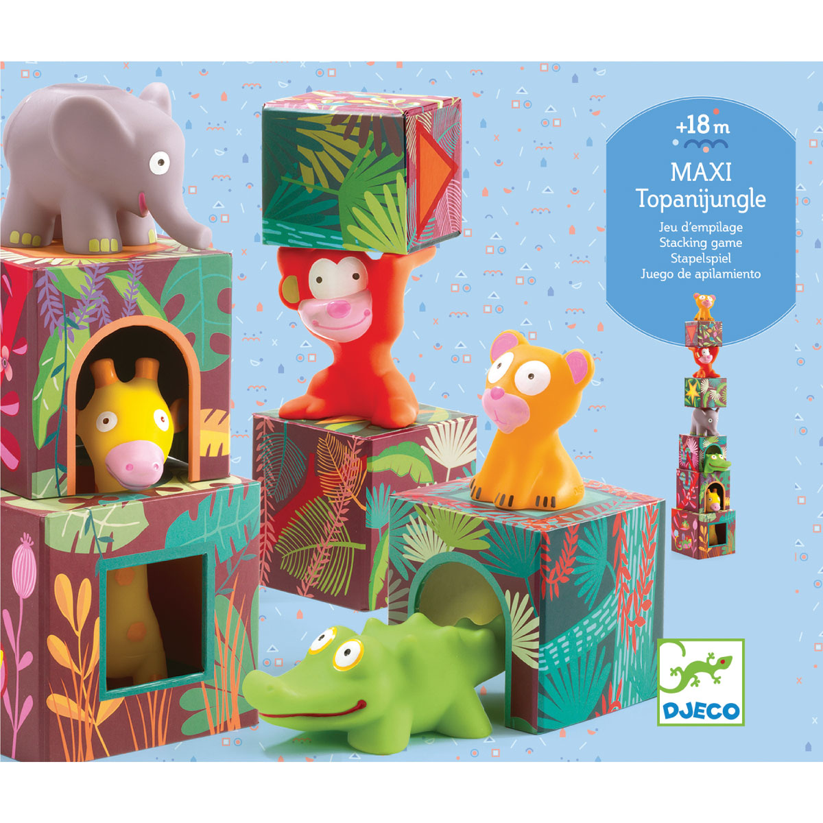 Maxi Topanijungle Safari Animals & Blocks from Djeco