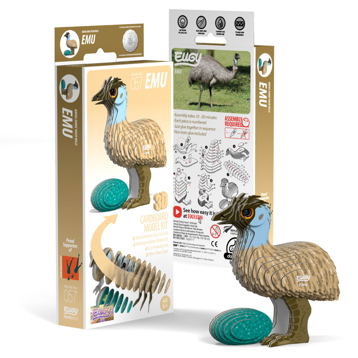 Eugy Emu 3-D Cardboard Model Kit
