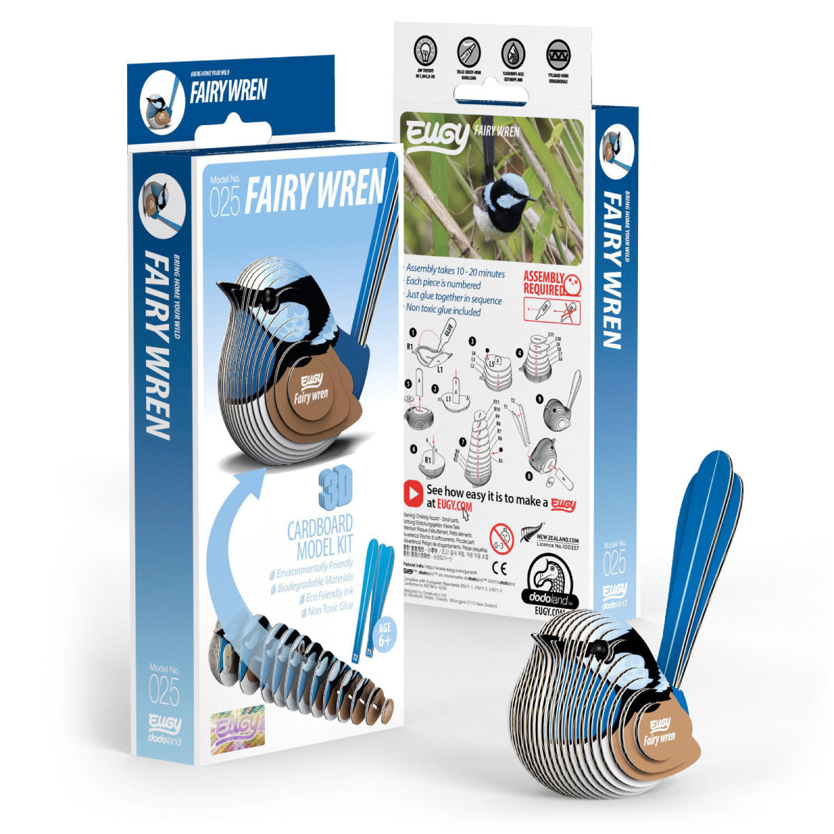 Eugy Fairy Wren 3-D Cardboard Model Kit