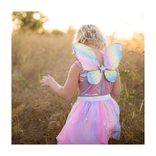 Rainbow Sequins Skirt, Wings and Wand Set from Great Pretenders