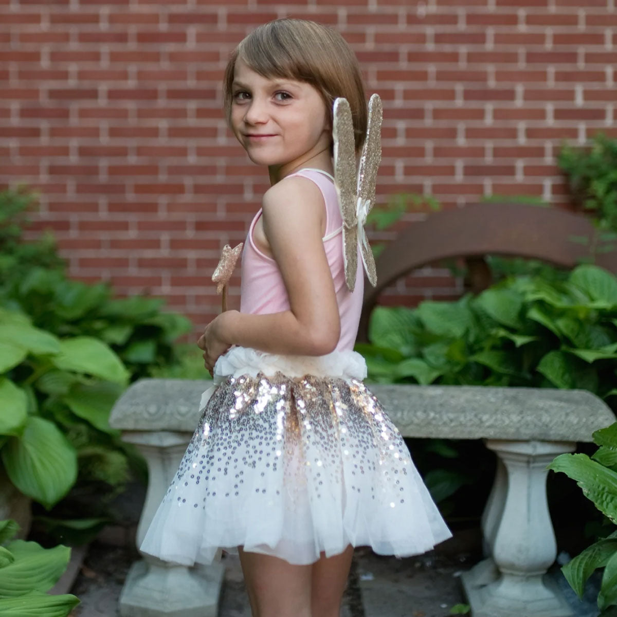 Gracious Gold Sequins Skirt, Wings, and Wand Set from Great Pretenders