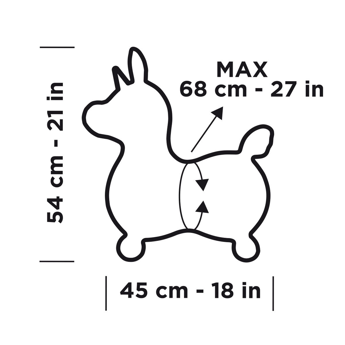 Rody Unicorn dimensions from Gymnic