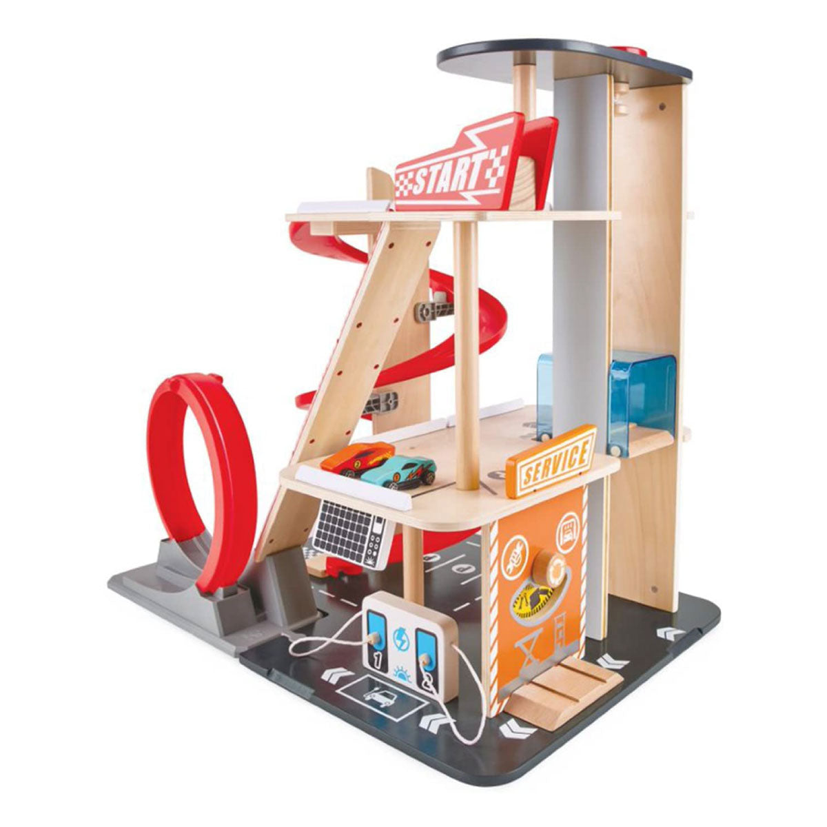 Hape Gearhead Stunt Garage with Cars