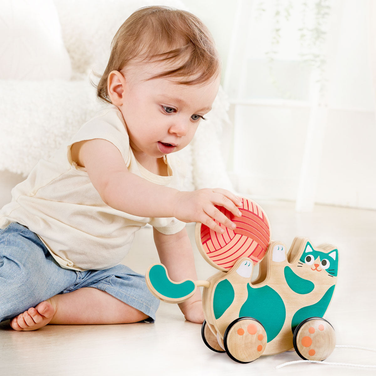 Hape Roll and Rattle Kitten Pull Toy