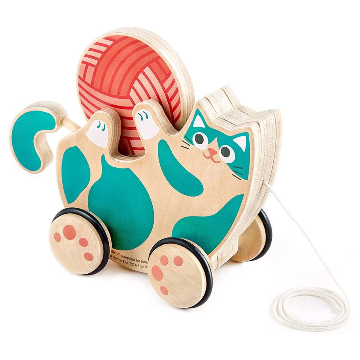 Hape Roll and Rattle Kitten Pull Toy