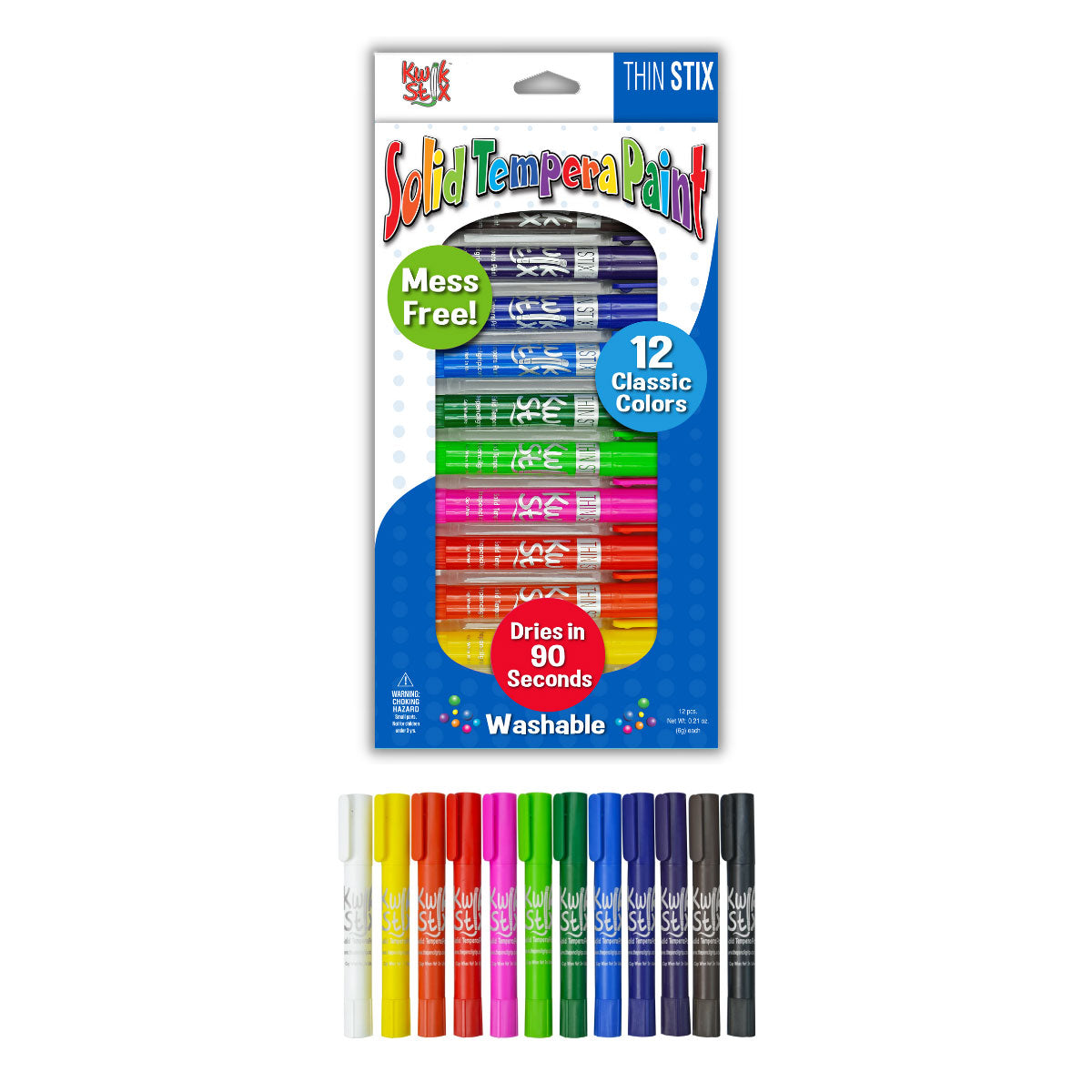 Kwik Stix Thin Solid Tempera Paint Classic Colors 12 ct