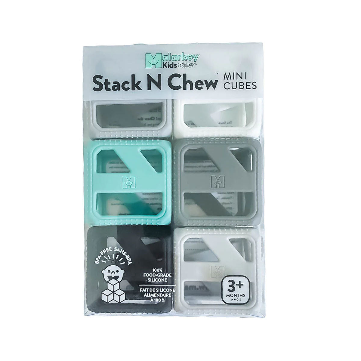 Malarkey Kids Stack 'n Chew Mini Cubes: Monochrome