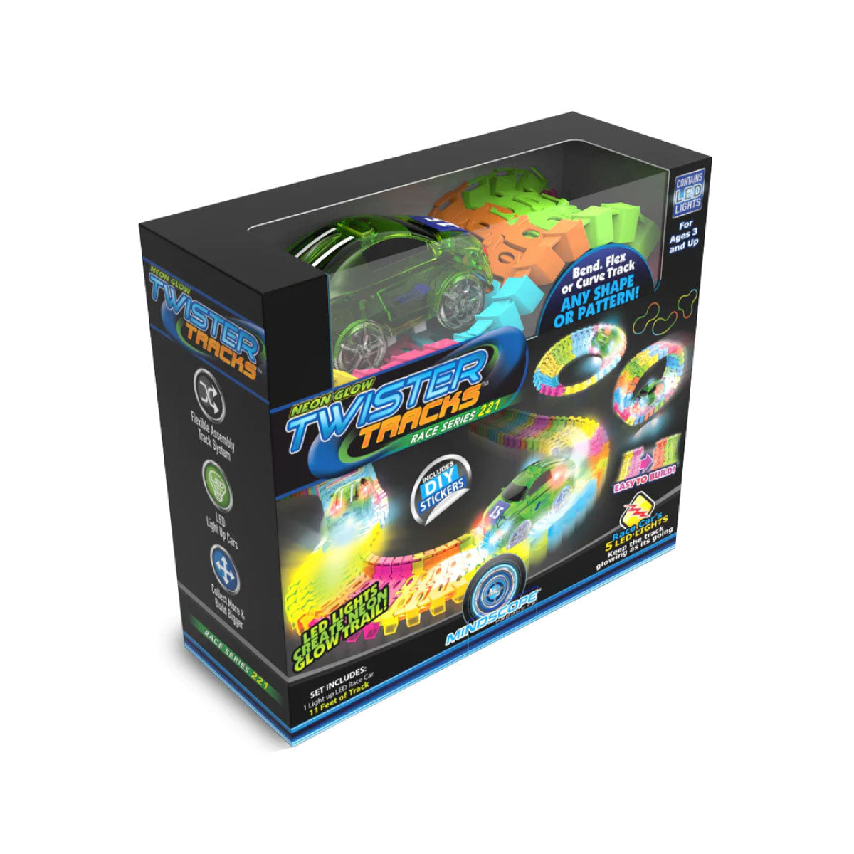 Mindscope Neon Glow Twister Tracks With Green Car