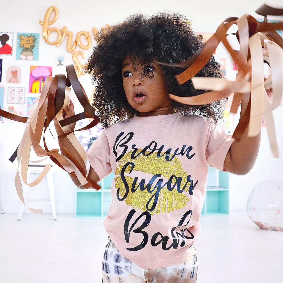 Mouse Loves Pig Ribbon Wand Hand Kite - Melanin Magic