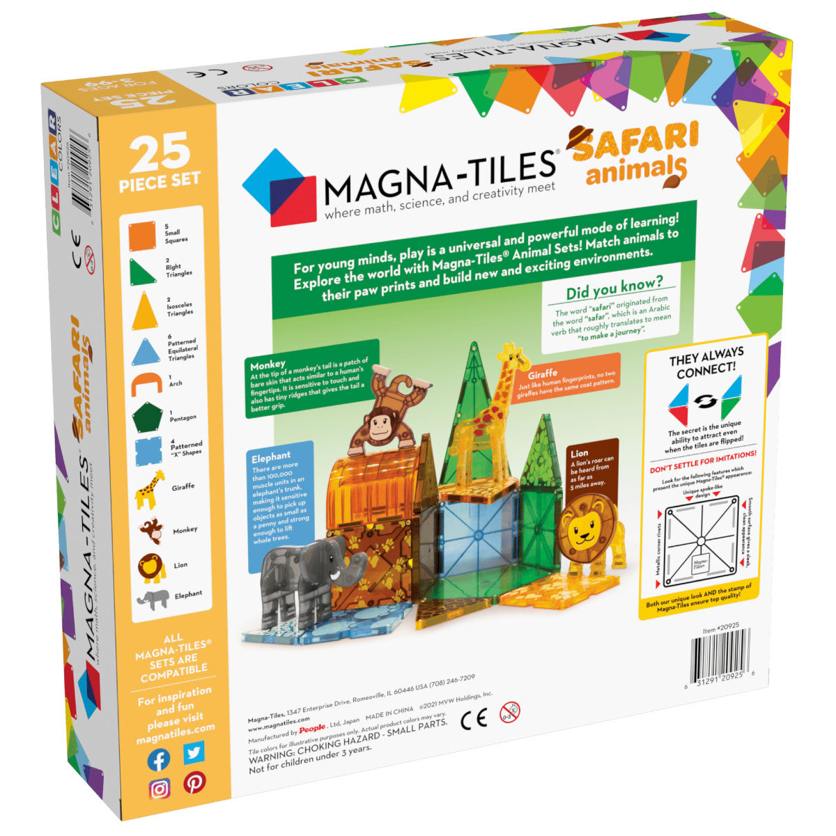 Magna-Tiles Animals - Safari 25 Piece Set