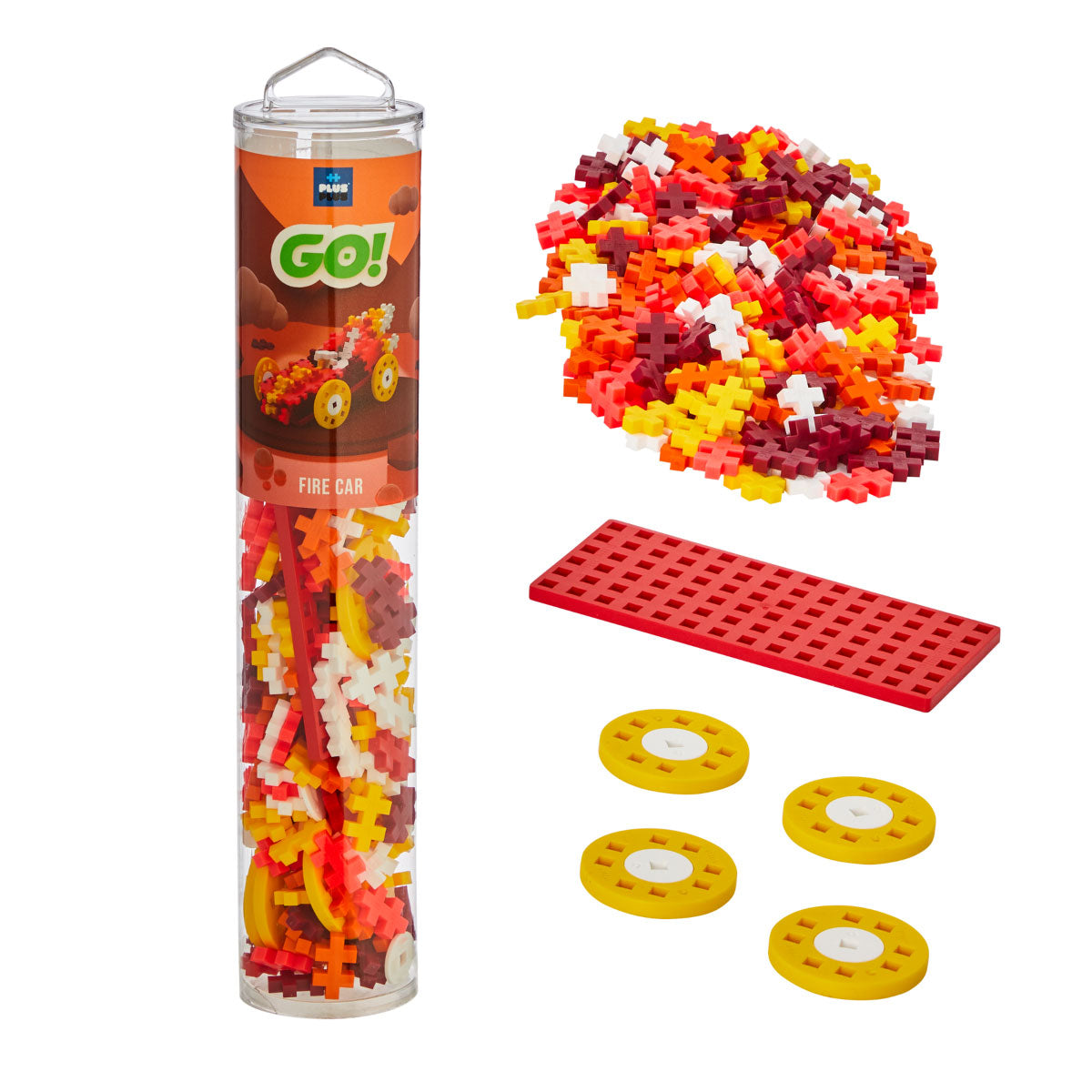 Plus-Plus Go! Color Cars 200 pc Tubes - Fire Car
