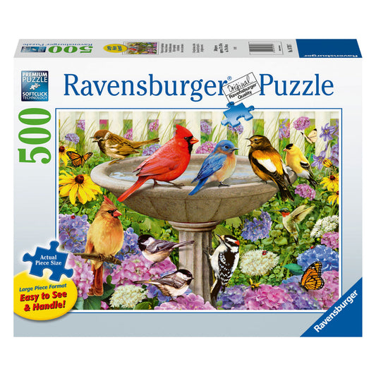 At the Birdbath - 500 pc Larger Pieces Jigsaw