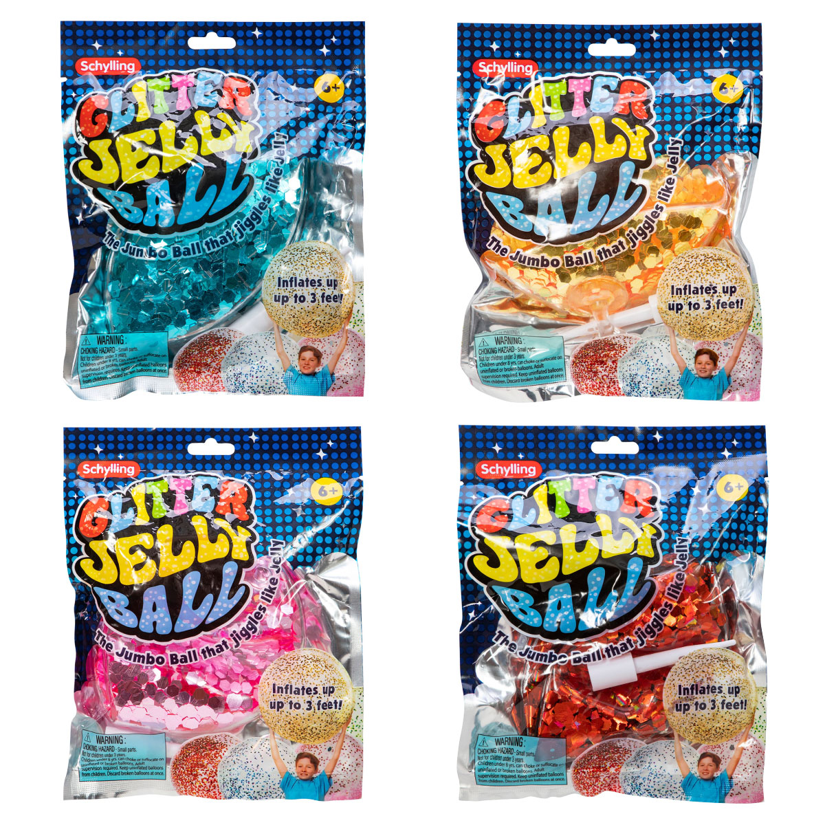 Jumbo Glitter Jelly Ball from Schylling in Blue, Gold, Pink, or Red