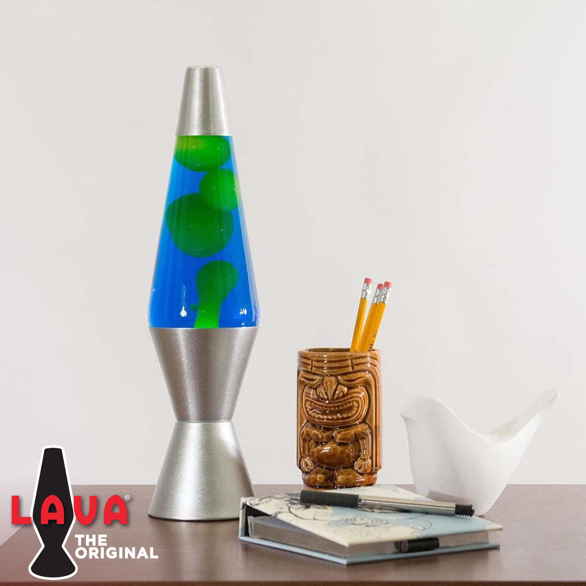 White Wax + Colored Liquid 14.5” Lava Lamps