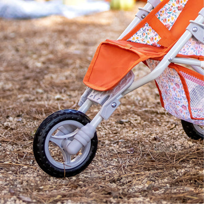 Berenguer Boutique Doll Jogger Stroller in Nature Red by JC Toys.