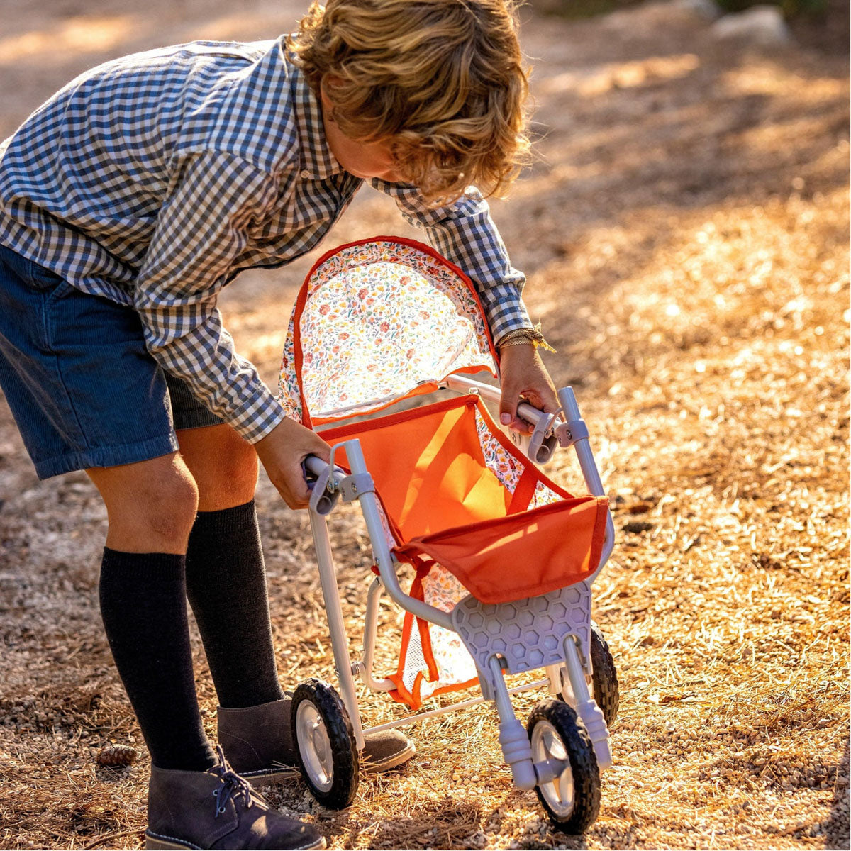 Berenguer Boutique Doll Jogger Stroller in Nature Red by JC Toys.