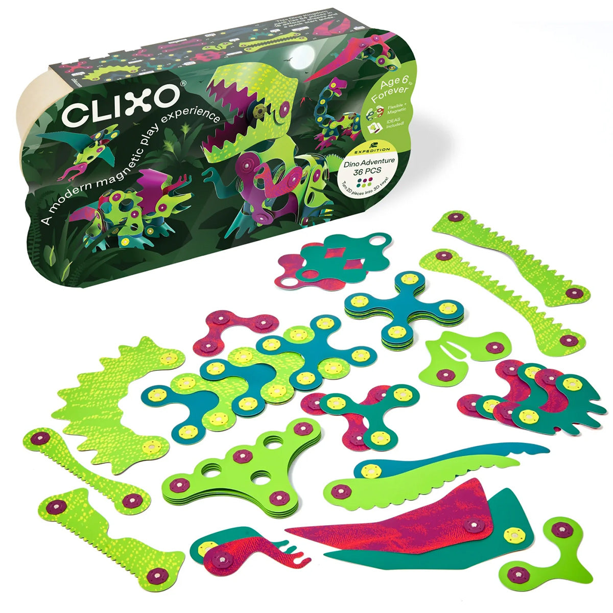 Clixo Dino Adventure Pack - 36 Piece Set