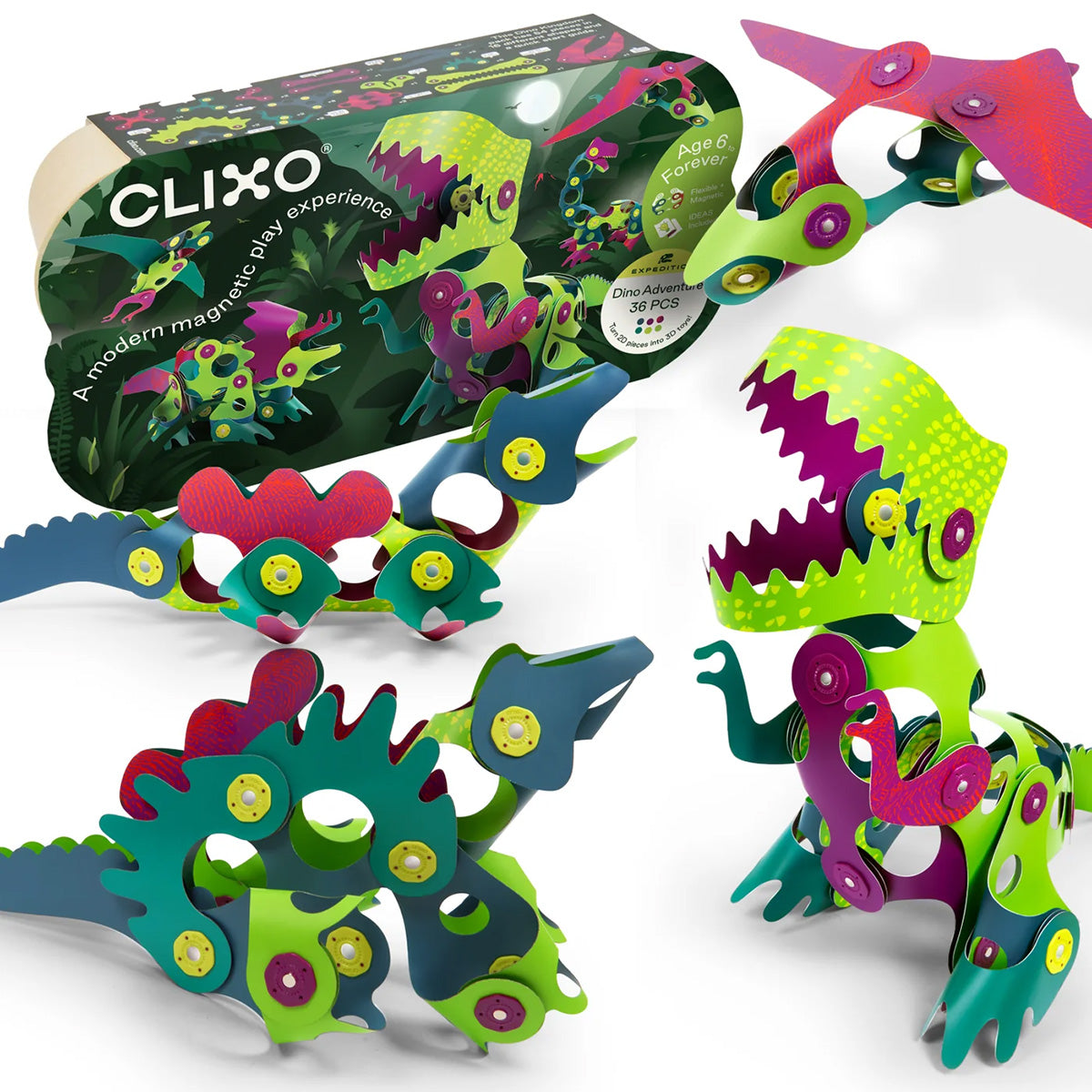 Clixo Dino Adventure Pack - 36 Piece Set