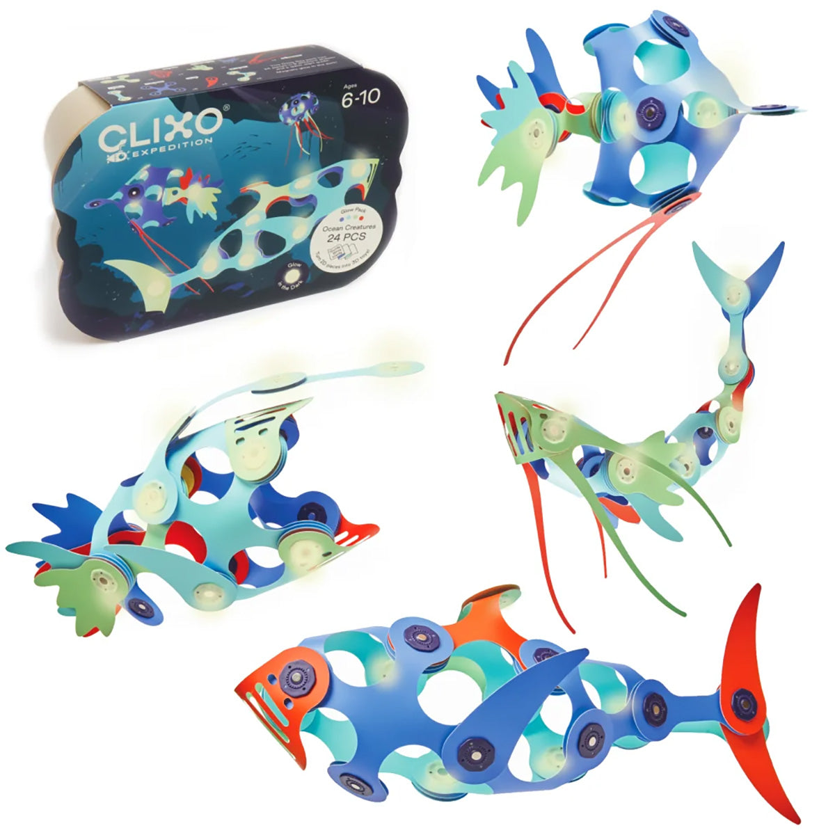 Clixo Ocean Creatures Pack - 24 Piece Set