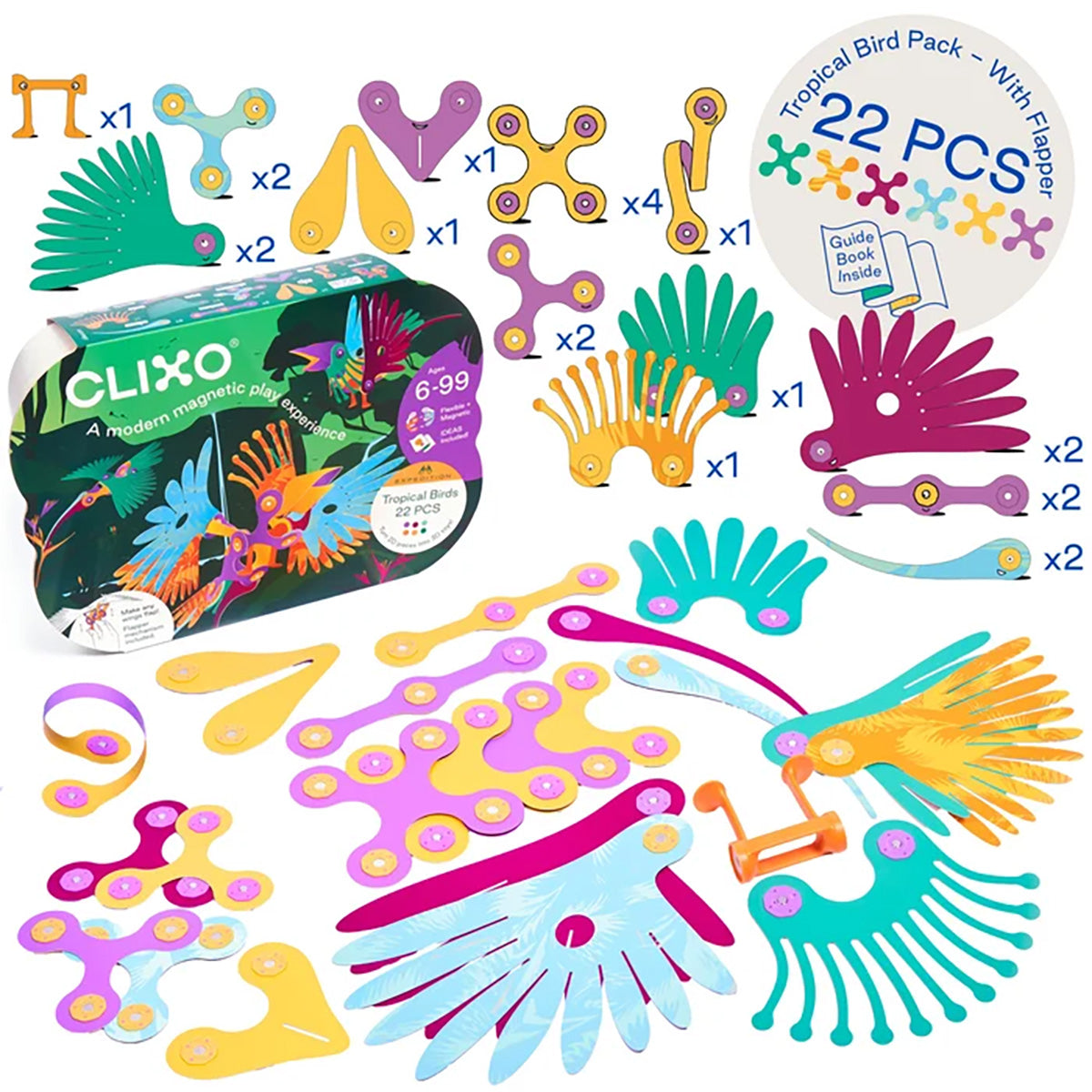 Clixo Tropical Birds Pack - 22 Piece Set