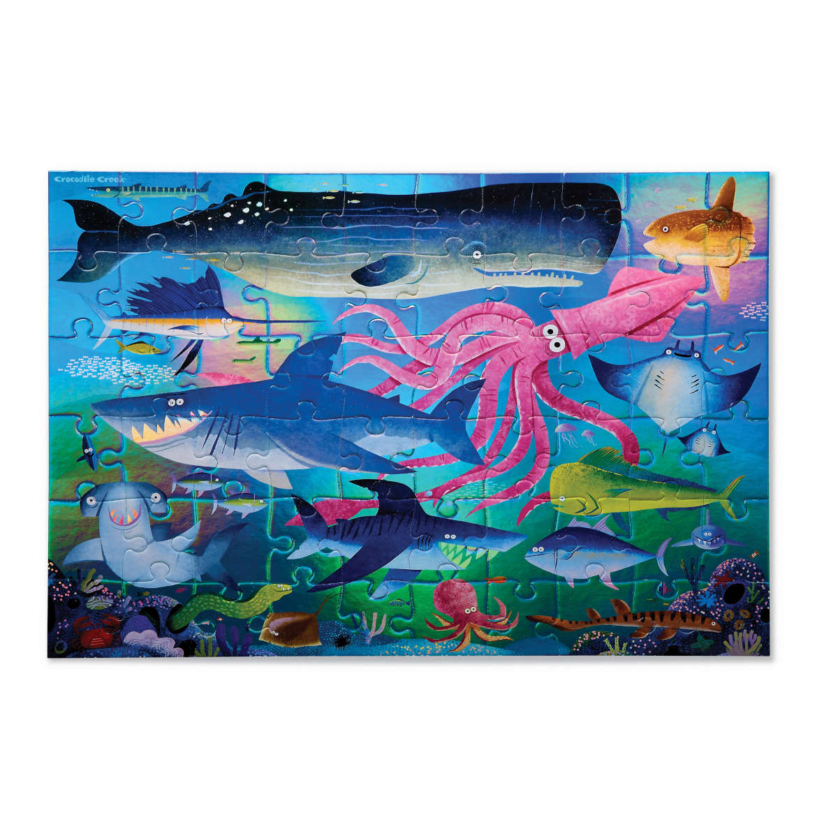 Crocodile Creek Holographic Shimmering Sharks 60pc Puzzle