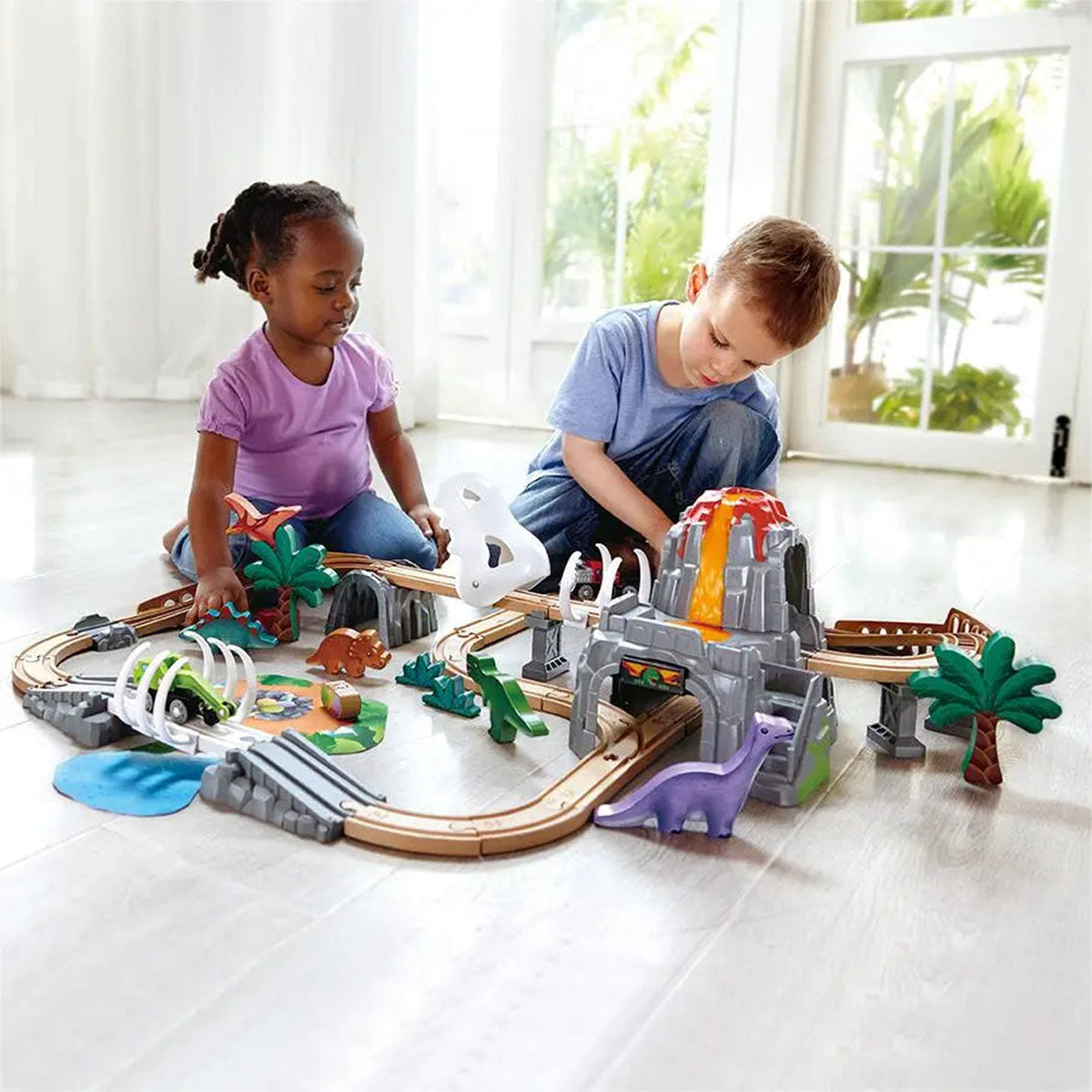 Dino Railway glow-in-the-dark Adventure Set by Hape.