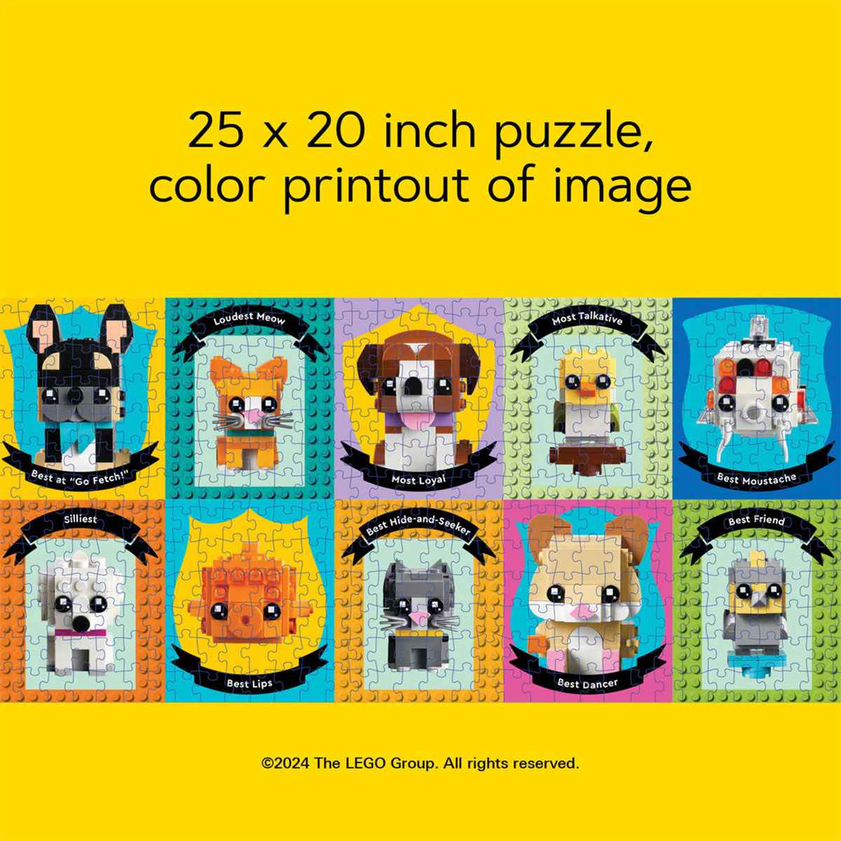 25 x 20 inch LEGO puzzle, color printout of image.