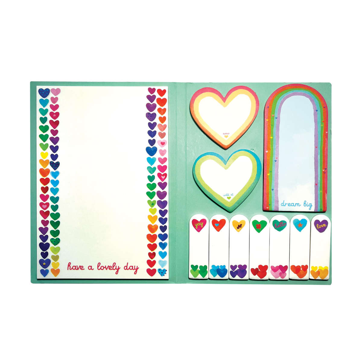 Ooly Side Notes Sticky Tab Note Pad - Rainbow Hearts