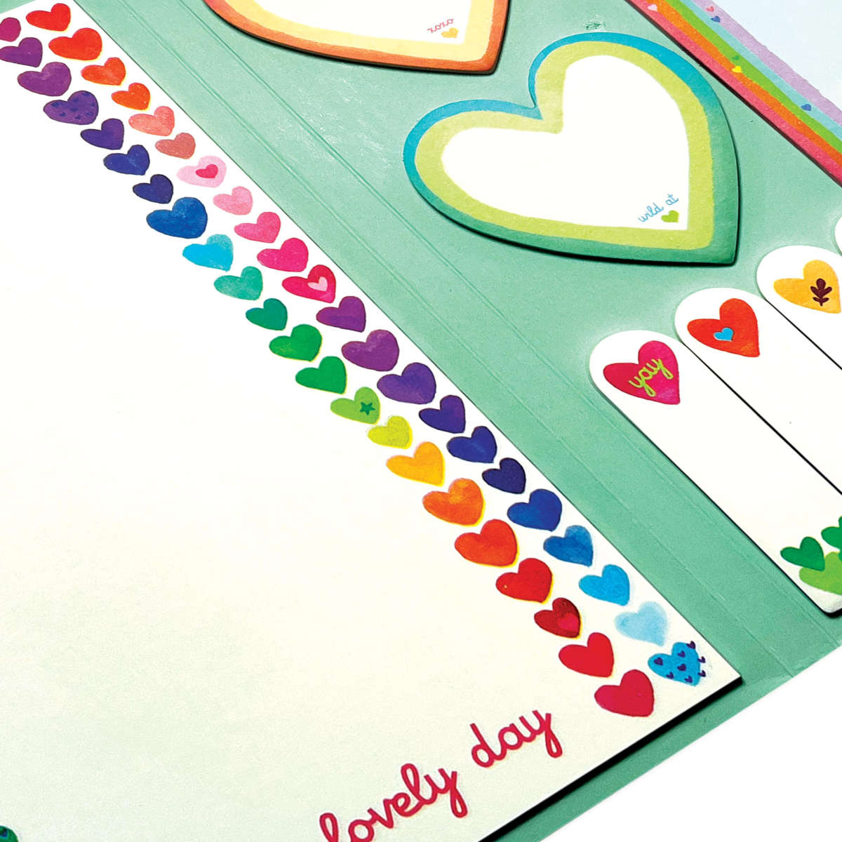 Ooly Side Notes Sticky Tab Note Pad - Rainbow Hearts