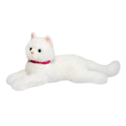 Alba White Cat DLux 15" kitty with red collar by Douglas Plush.