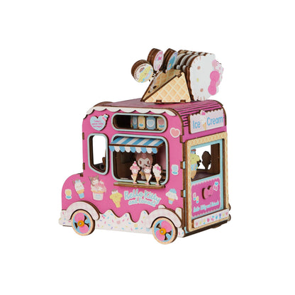 Hello Kitty and Friends Ice Cream Truck, 3D Wooden Music Box Puzzle, by Hands Craft.