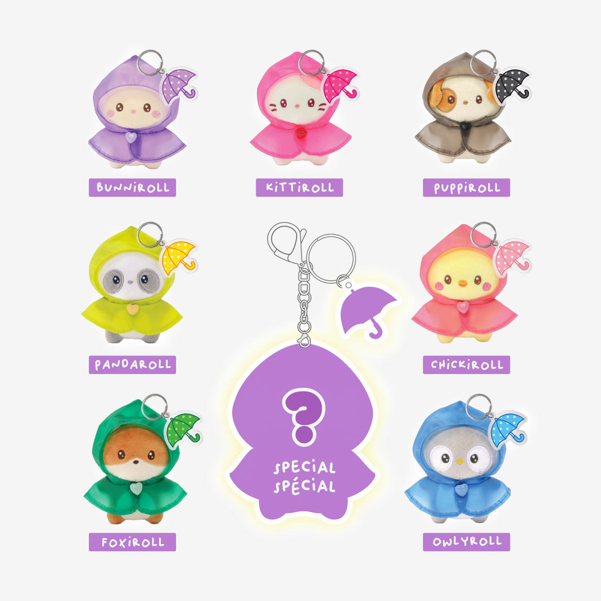 Coosy Anirollz Miniz Raincoat Surprise Box Plush Clips All Styles