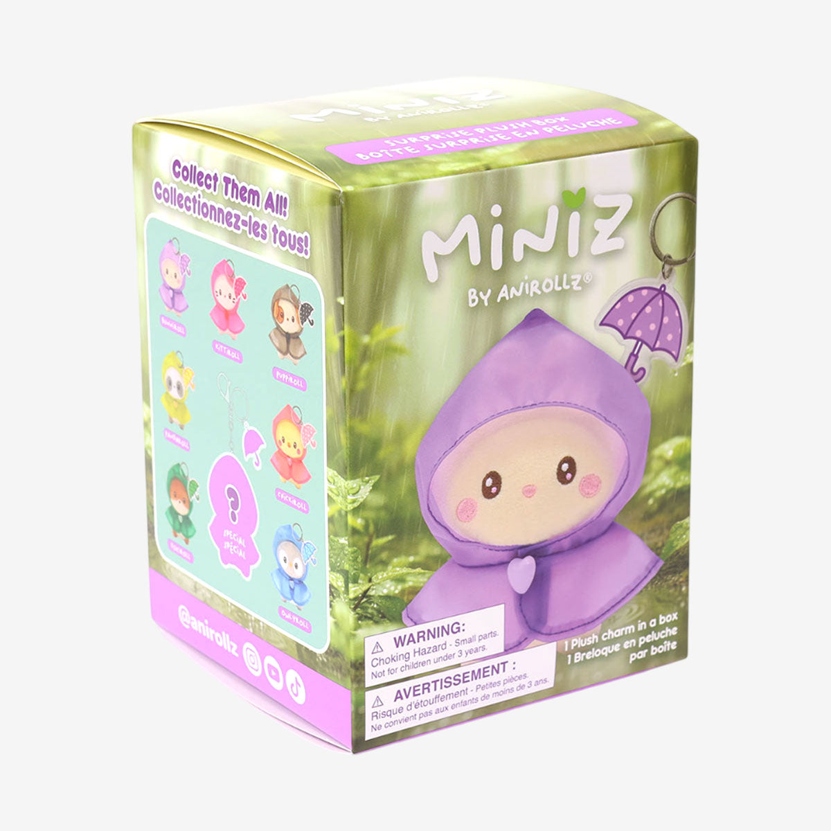 Coosy Anirollz Miniz Raincoat Surprise Box Plush Clips Box Front