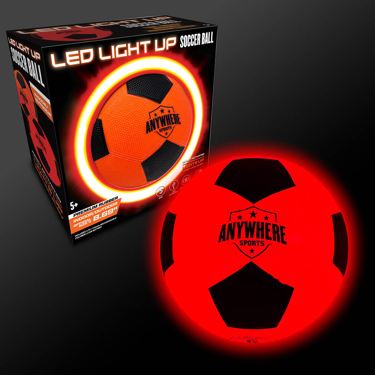 Anywhere Sports LED Light Up Soccer Ball - Size 5