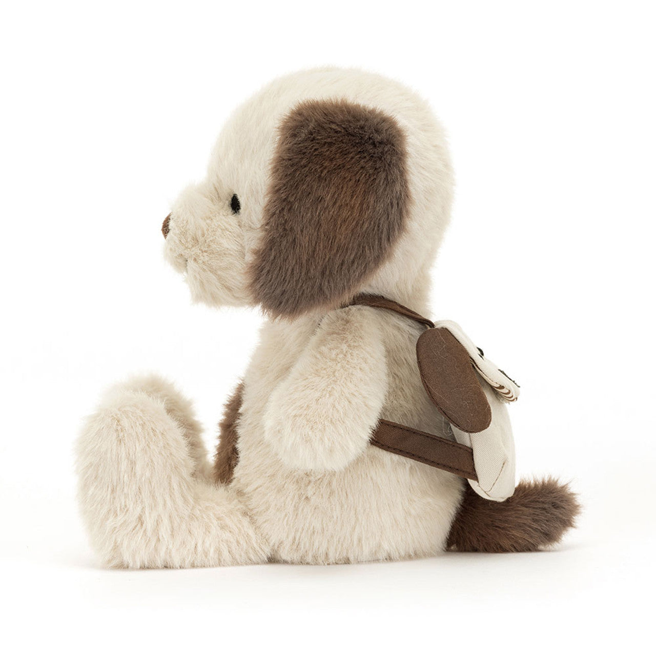 A plush puppy with a puppy backpack by Jellycat.